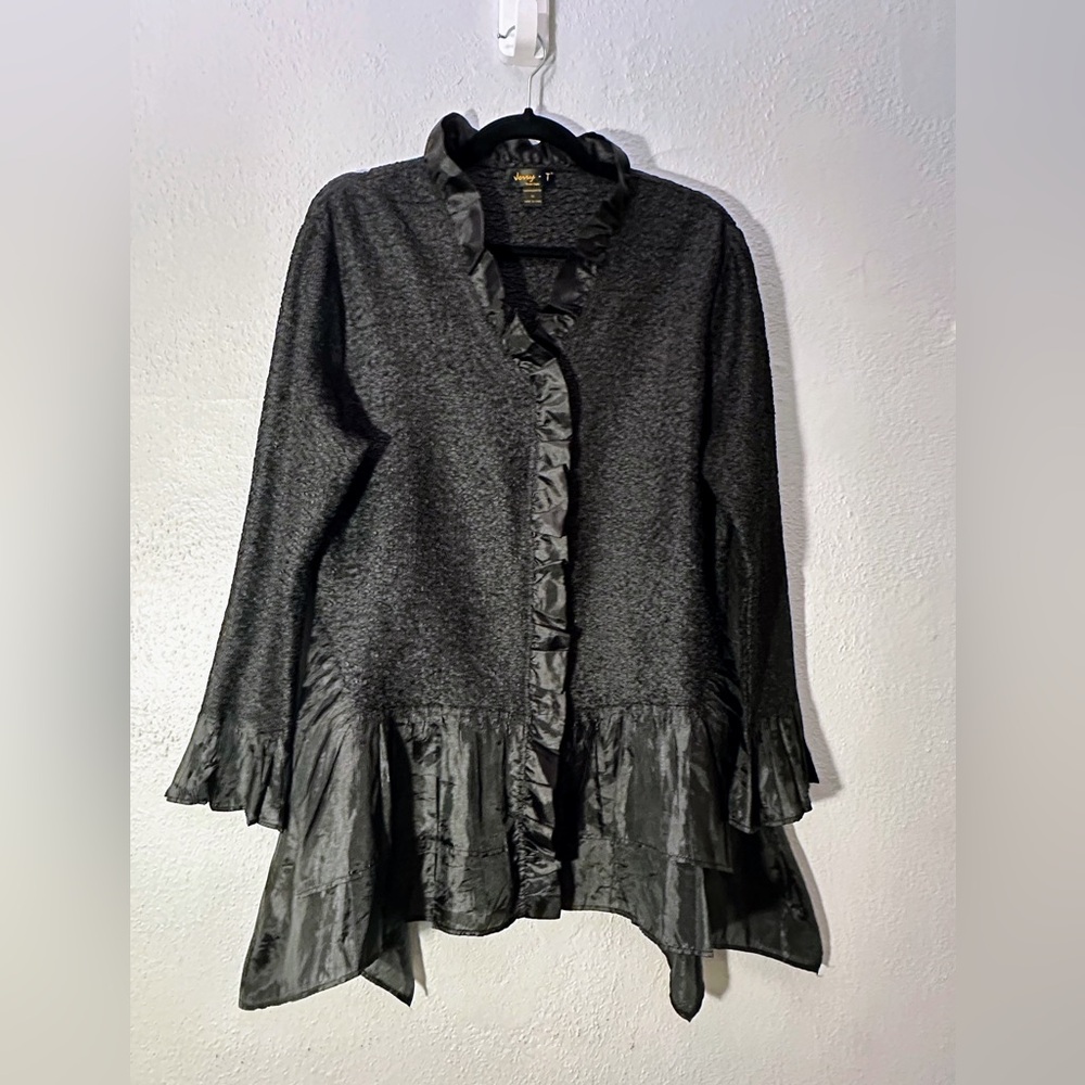 Jenny T Black Ruffled Asymmetrical Dress Size XL 1X Womens angled tunic